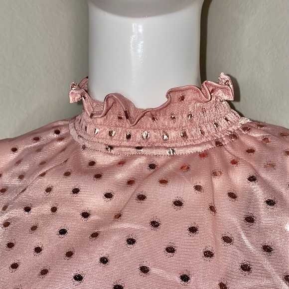 NEW PINK METALLIC POLKA DOT L/S TURTLENECK TOP! - Picture 4 of 8